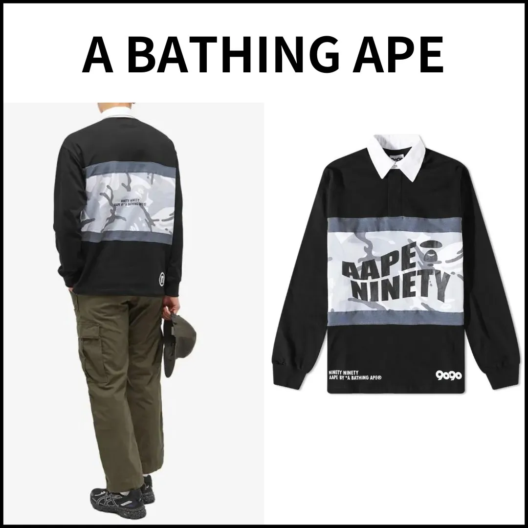 A BATHING APE  |Unisex Street Style Long Sleeves Cotton Oversized Logo