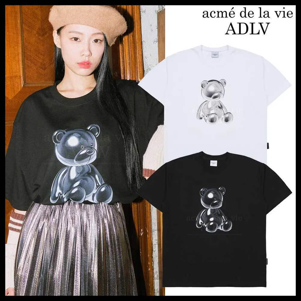 acme de la vie  |Crew Neck Unisex Street Style Plain Cotton Short Sleeves