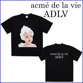 acme de la vie  |Crew Neck Unisex Street Style U-Neck Plain Cotton