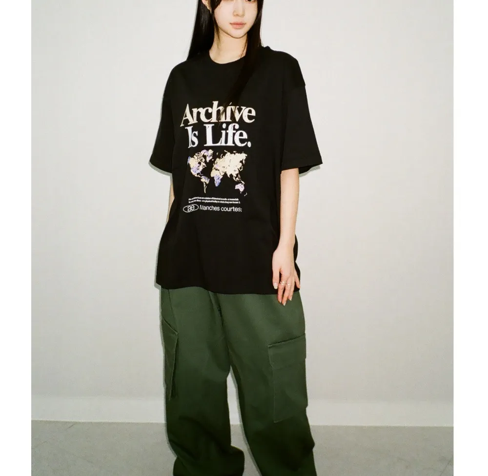 AEAE  |Unisex Street Style Short Sleeves Oversized Logo T-Shirts