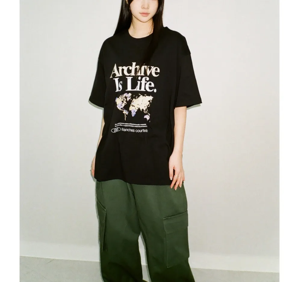 AEAE  |Unisex Street Style Short Sleeves Oversized Logo T-Shirts