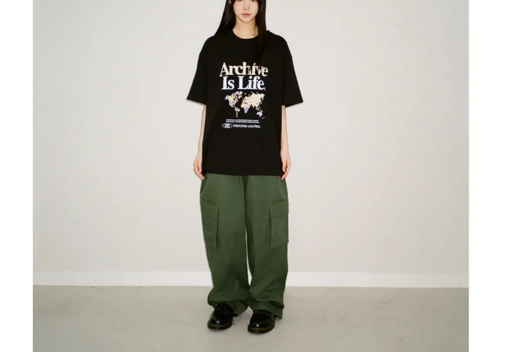 AEAE  |Unisex Street Style Short Sleeves Oversized Logo T-Shirts