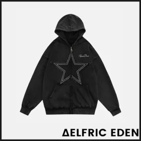 Aelfric Eden  |Star Unisex Street Style Long Sleeves Cotton Oversized