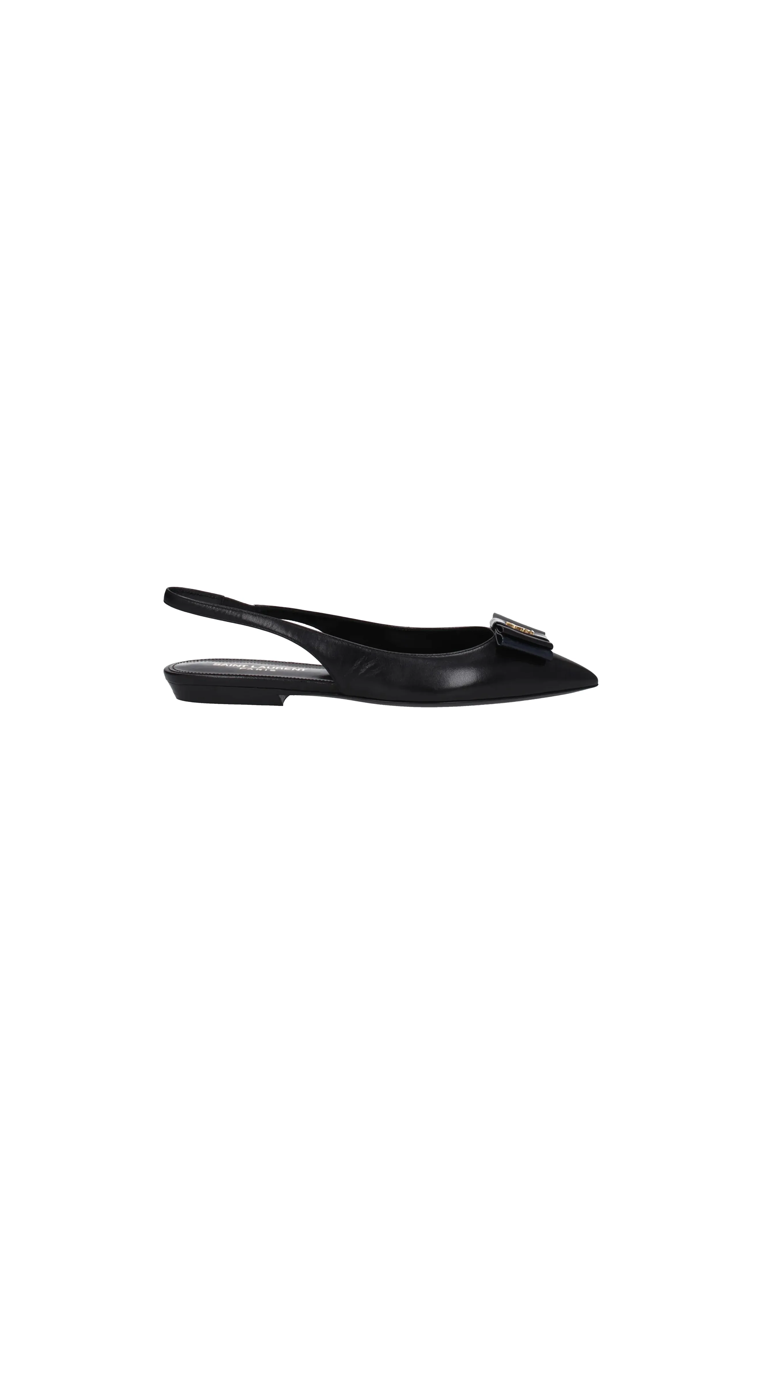 Anas Slingback Flats in Smooth and Patent Leather -Black