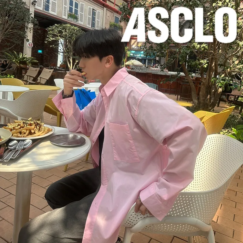 ASCLO  |Unisex Street Style Long Sleeves Plain Oversized Shirts