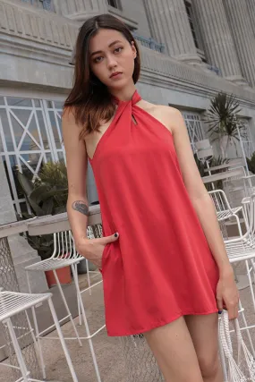 BUBBLEGUM HALTER BASIC DRESS (BURNT OR)