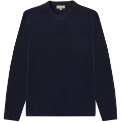 Canali Mixed Wool Boucle Crewneck Knit Navy