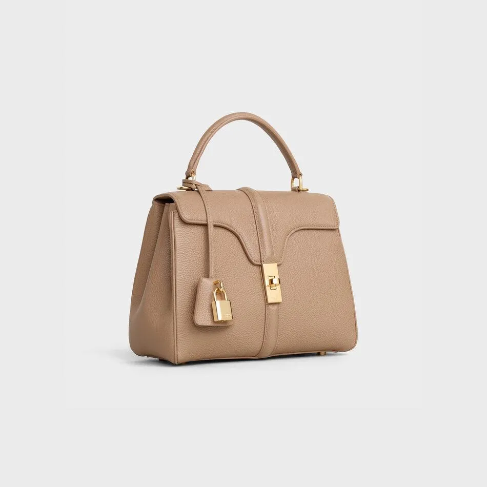 Celine Small 16 Bag In Grained Calfskin Beige