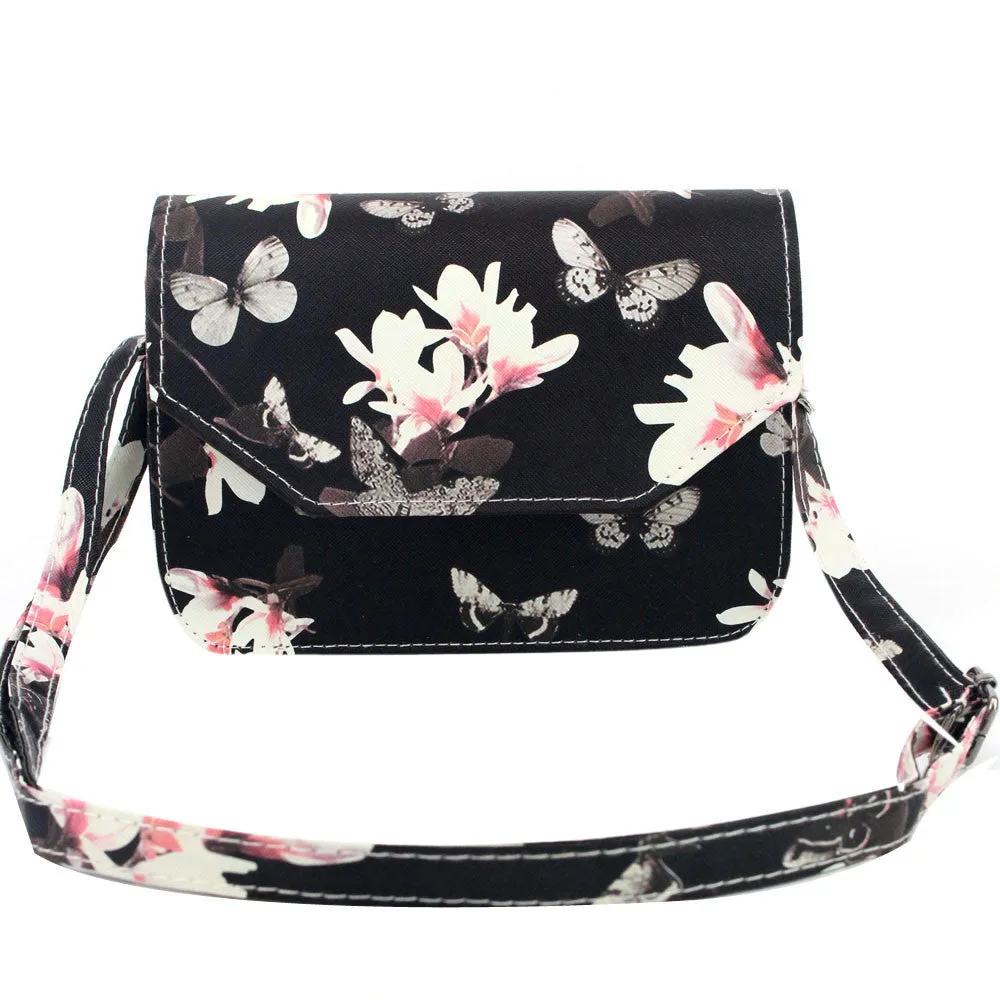 Charm Leather Women Messenger Bags Shell Shaped Crossbody multi-function Mini Bag With Flower Butterfly Printed Shoulder Bags