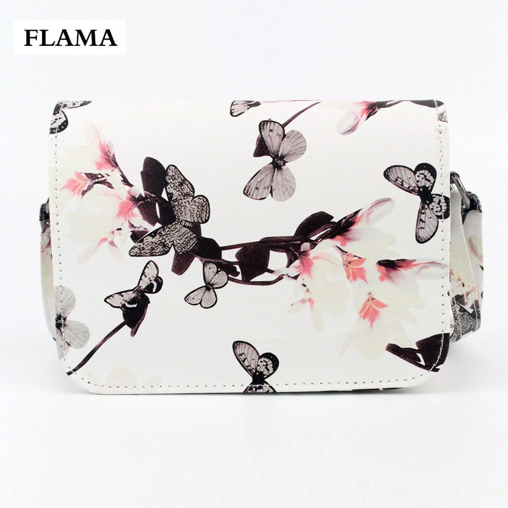 Charm Leather Women Messenger Bags Shell Shaped Crossbody multi-function Mini Bag With Flower Butterfly Printed Shoulder Bags