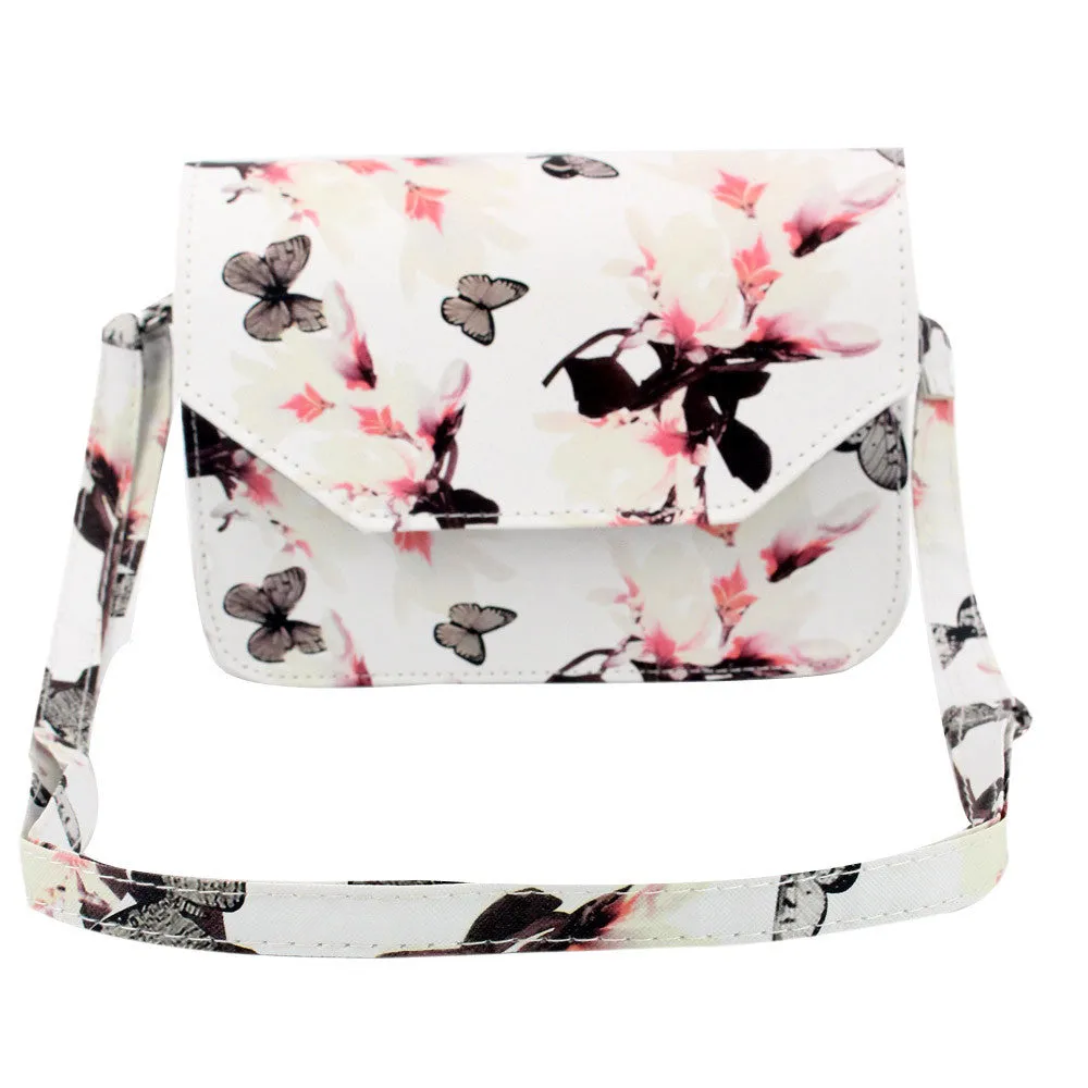 Charm Leather Women Messenger Bags Shell Shaped Crossbody multi-function Mini Bag With Flower Butterfly Printed Shoulder Bags