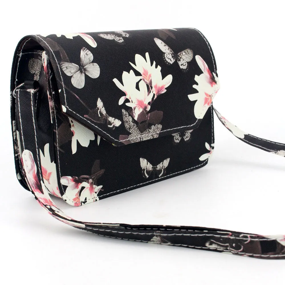 Charm Leather Women Messenger Bags Shell Shaped Crossbody multi-function Mini Bag With Flower Butterfly Printed Shoulder Bags