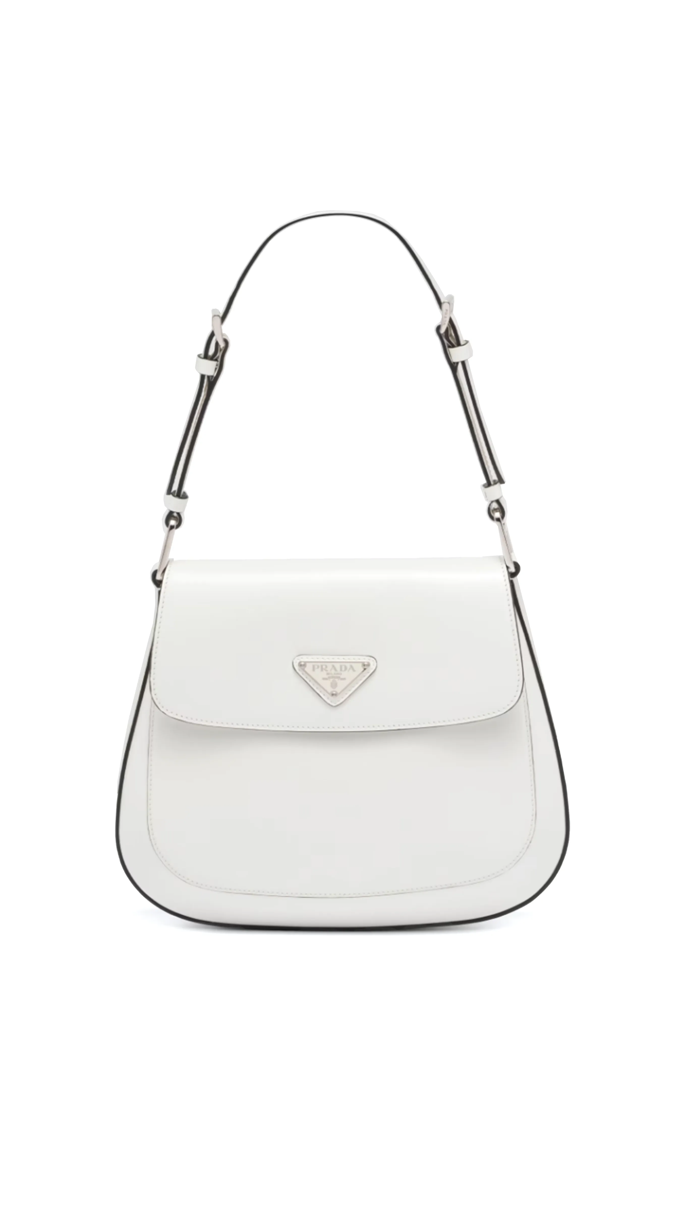 Cleo Brushed Leather Shoulder Bag - White