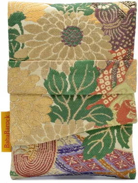 Colourful Chrysanthemums - Japanese vintage silk foldover pouch