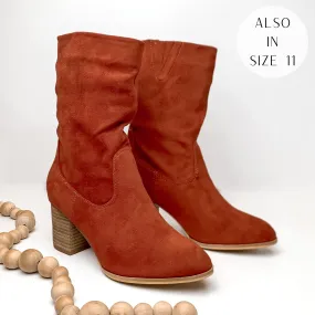 Corky's | Wicked Mid-Calf Suede Booties in Rust Red