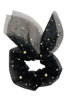 DOLLY STARS & MOON   TULLE HAIR SCRUNCHIE black