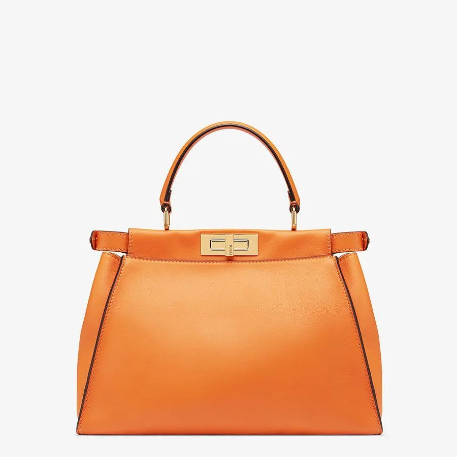 Fendi Peekaboo Iconic Medium Orange Leather Bag