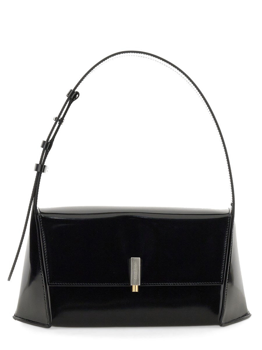 FERRAGAMO    MEDIUM GEOMETRIC LEATHER SHOULDER BAG