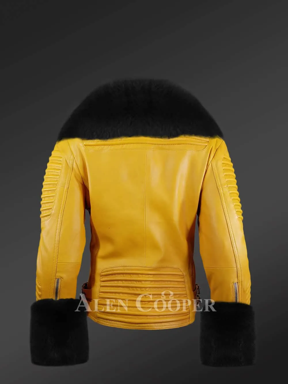 Genuine leather jackets with contrasting fur collar and handcuffs