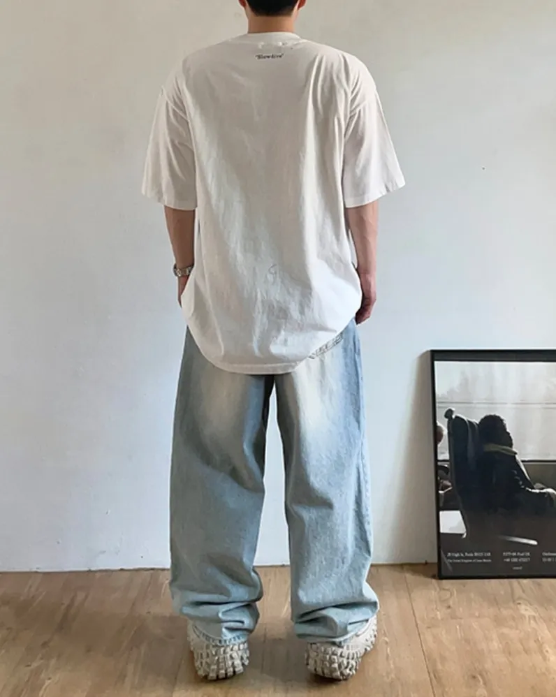 HUE  |Street Style Plain Cotton Short Sleeves Oversized Logo