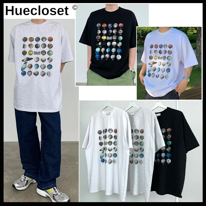 HUE  |Unisex Street Style Oversized Logo T-Shirts