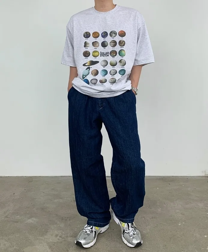 HUE  |Unisex Street Style Oversized Logo T-Shirts