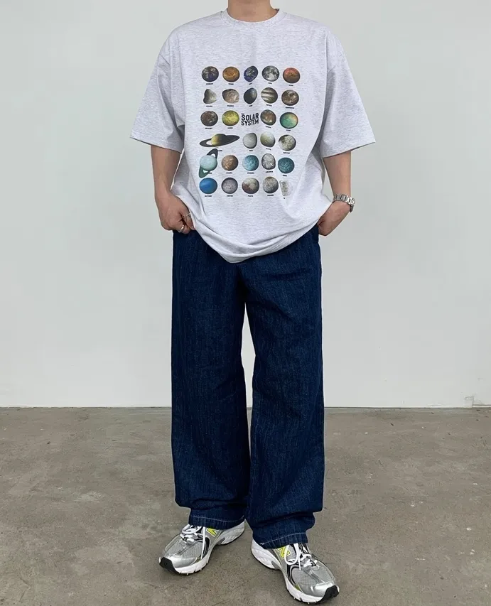 HUE  |Unisex Street Style Oversized Logo T-Shirts