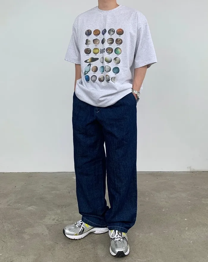 HUE  |Unisex Street Style Oversized Logo T-Shirts