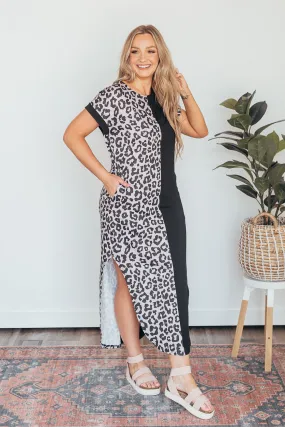 Leopard Contrast Maxi Dress