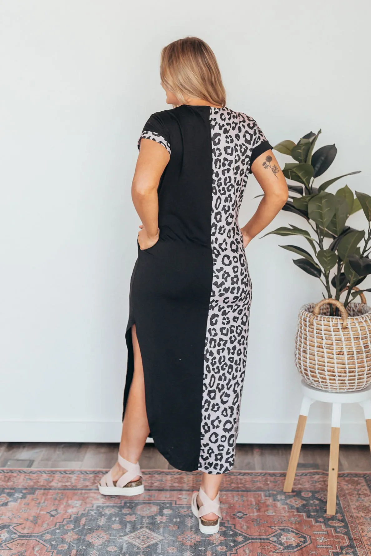 Leopard Contrast Maxi Dress