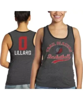 Majestic Threads NBA Damian Lillard Portland Trail Blazers Name and Number Tri-Blend Tank Top