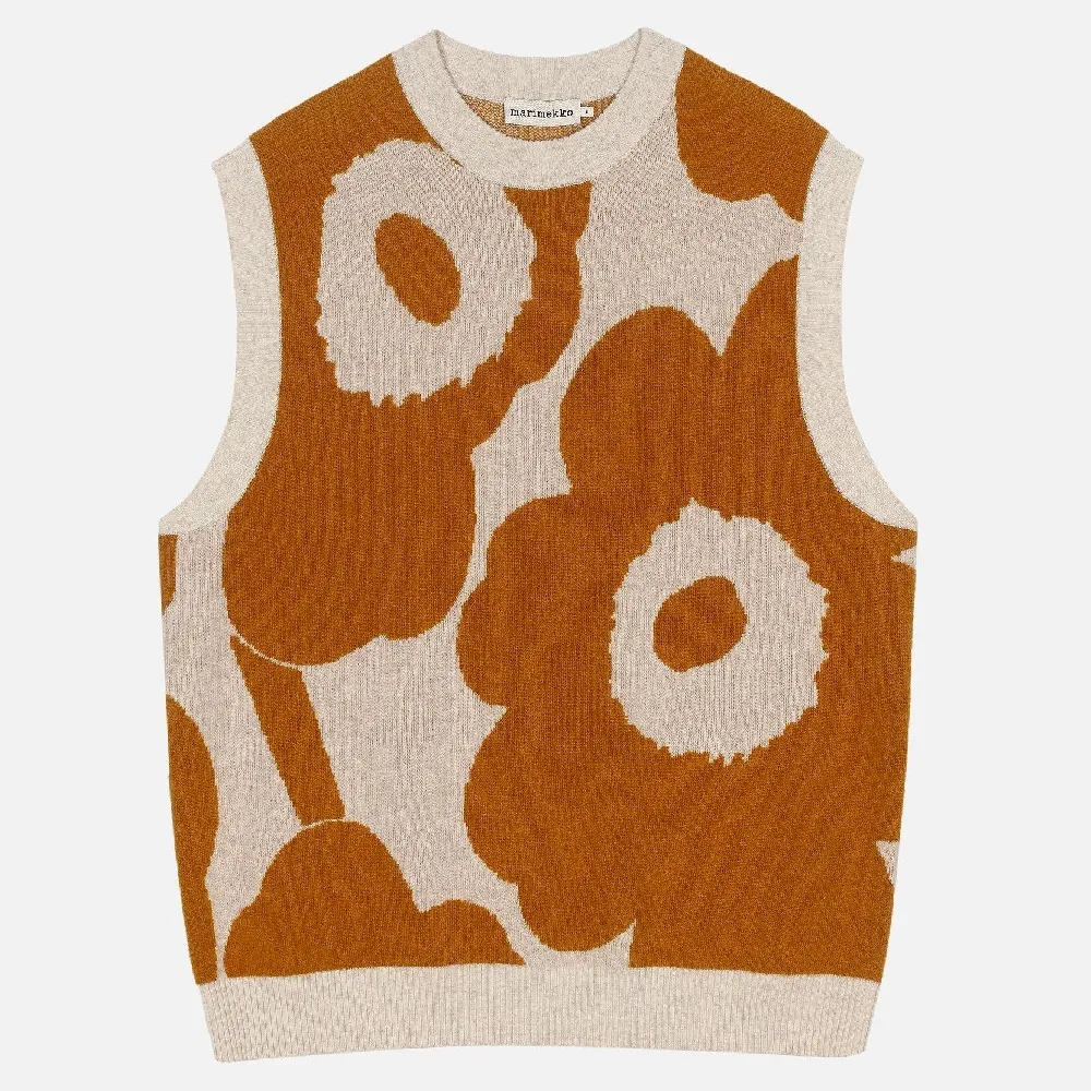 marimekko  |Crew Neck Flower Patterns Casual Style Unisex Wool Rib