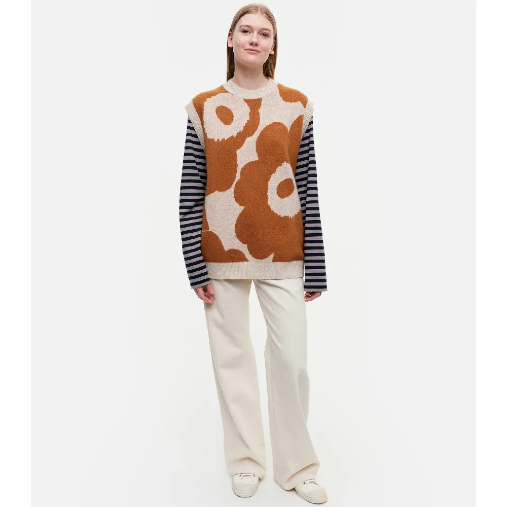 marimekko  |Crew Neck Flower Patterns Casual Style Unisex Wool Rib