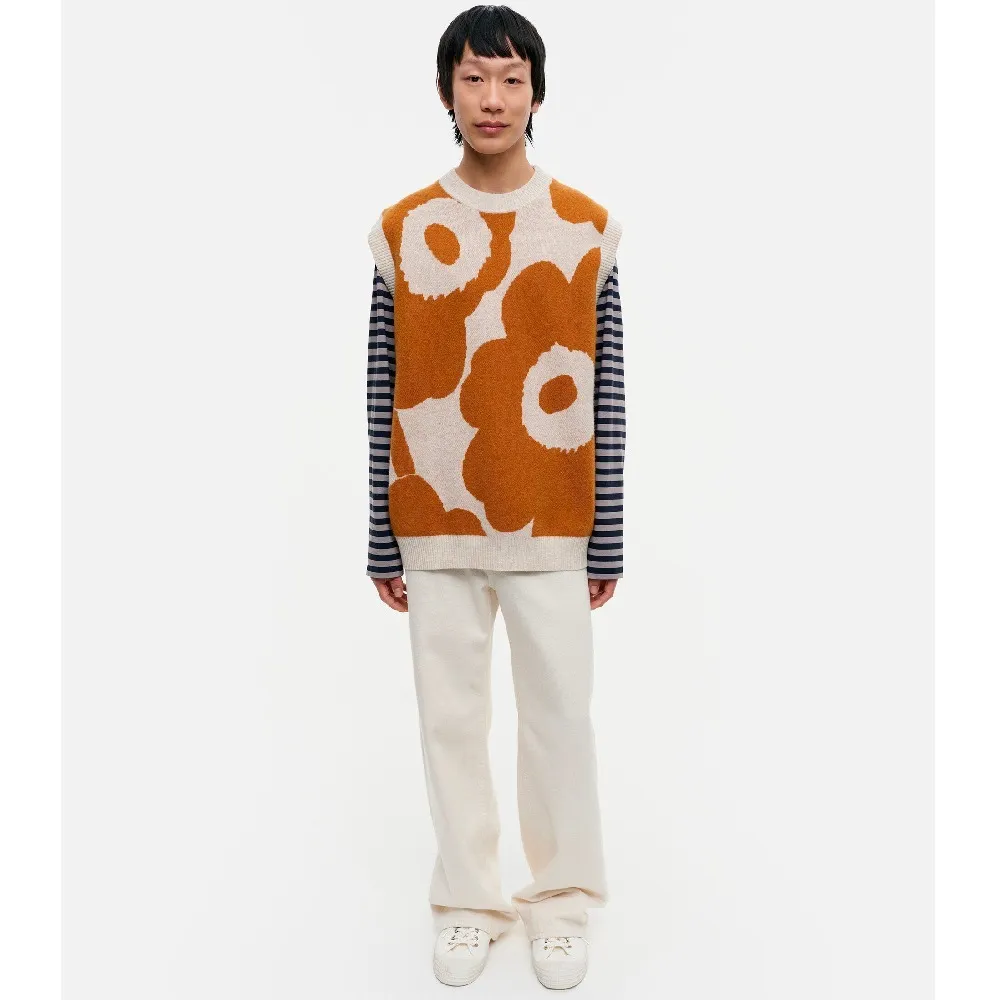 marimekko  |Crew Neck Flower Patterns Casual Style Unisex Wool Rib