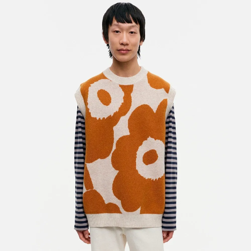 marimekko  |Crew Neck Flower Patterns Casual Style Unisex Wool Rib