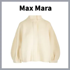 MaxMara  |Casual Style Wool Long Sleeves Plain Elegant Style