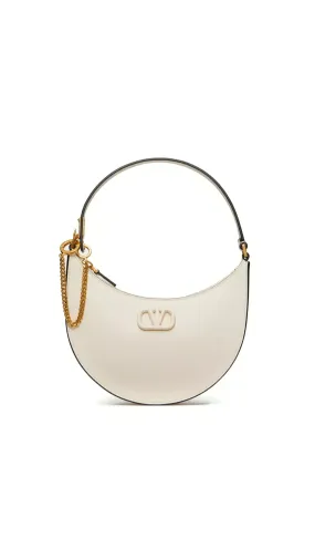 Mini Vlogo Signature Mini Grainy Calfskin Hobo Bag - Light Ivory