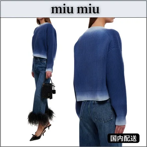 MiuMiu  |Crew Neck Casual Style Unisex Wool U-Neck Long Sleeves Plain