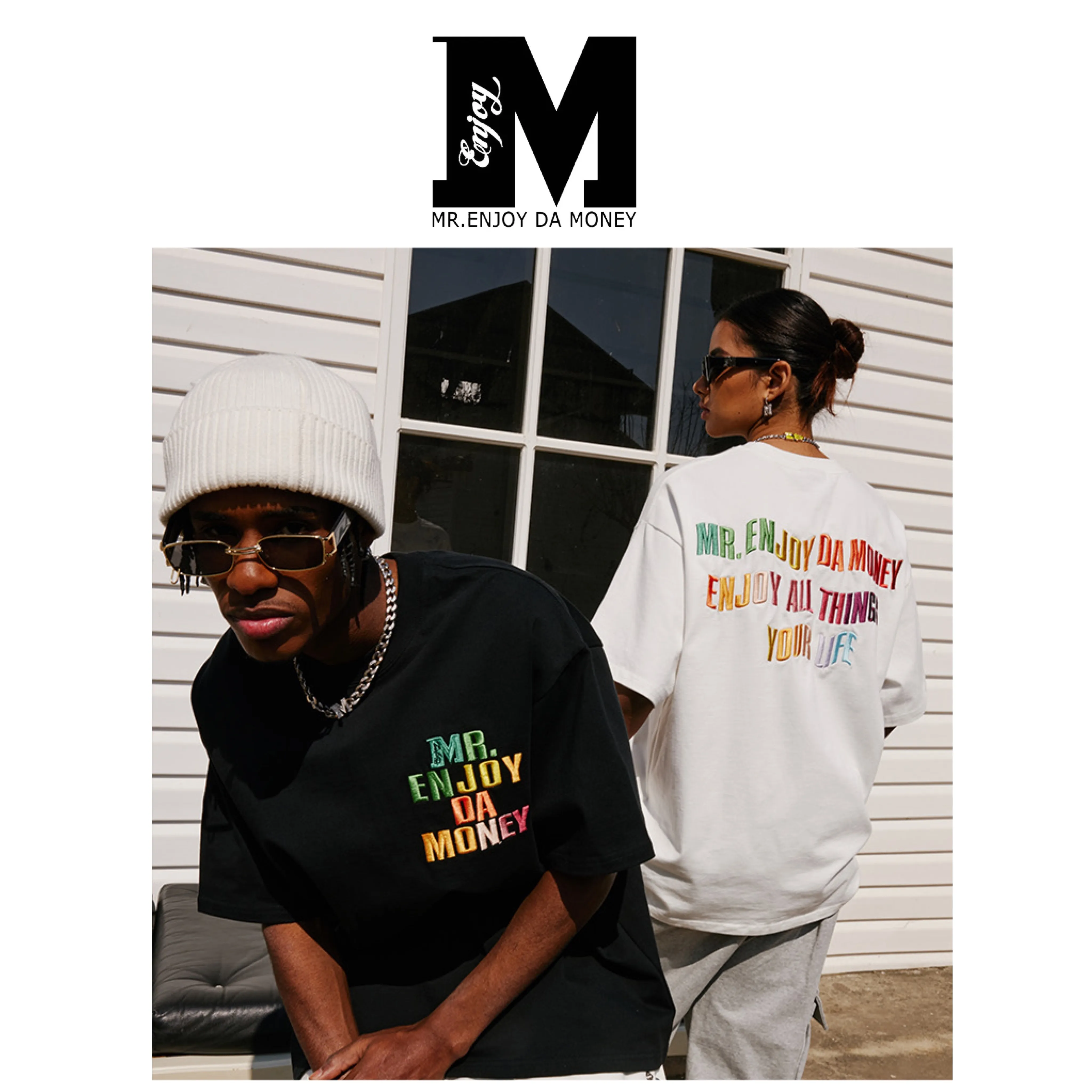 MR. ENJOY DA MONEY  |Unisex Street Style U-Neck Cotton Short Sleeves Oversized