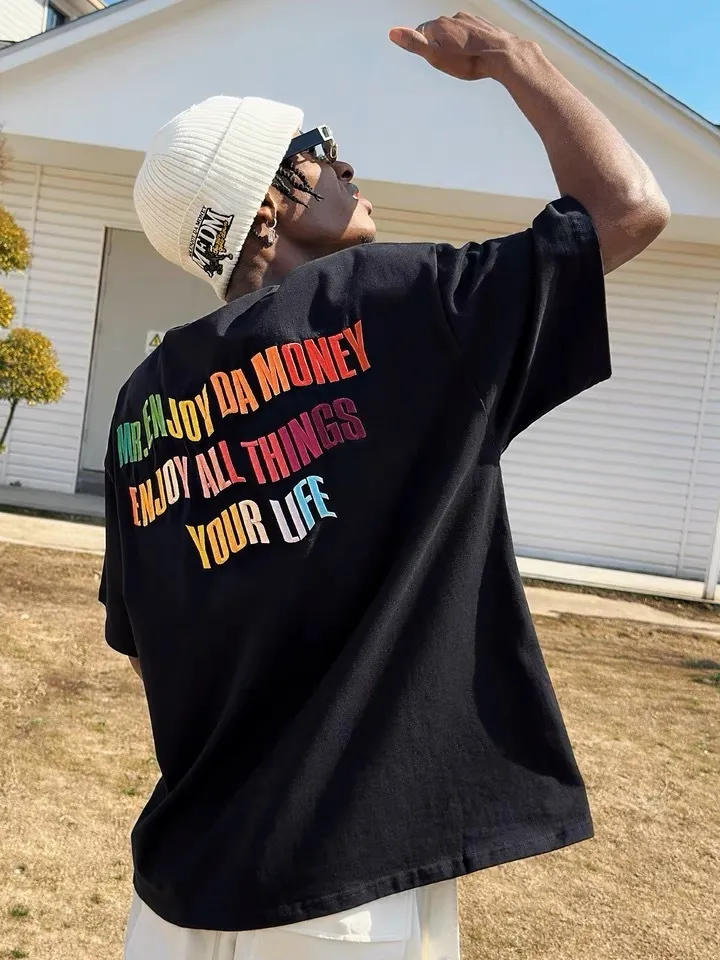 MR. ENJOY DA MONEY  |Unisex Street Style U-Neck Cotton Short Sleeves Oversized