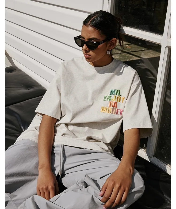 MR. ENJOY DA MONEY  |Unisex Street Style U-Neck Cotton Short Sleeves Oversized