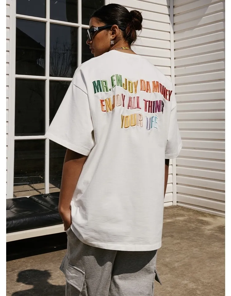 MR. ENJOY DA MONEY  |Unisex Street Style U-Neck Cotton Short Sleeves Oversized