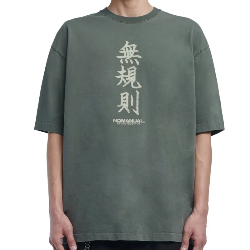 NOMANUAL  |Street Style Plain Cotton Oversized Logo T-Shirts