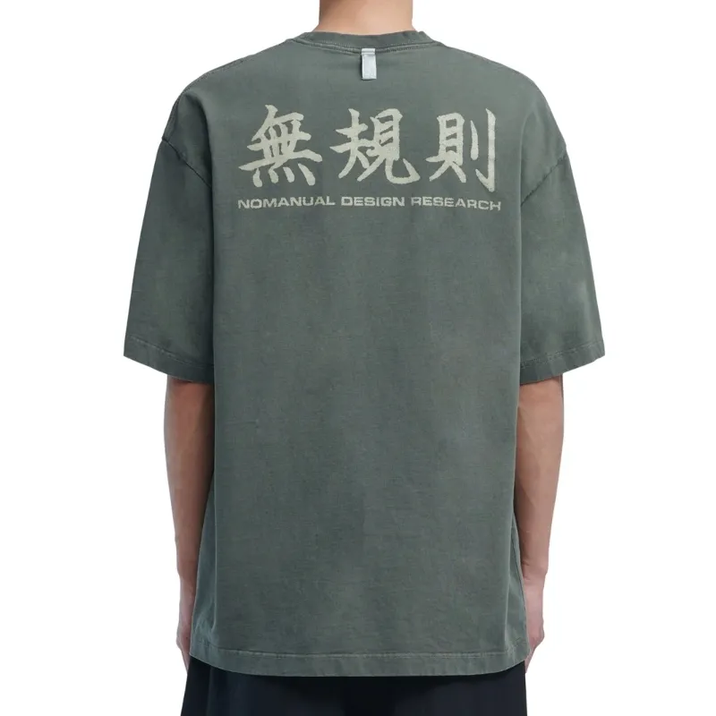 NOMANUAL  |Street Style Plain Cotton Oversized Logo T-Shirts