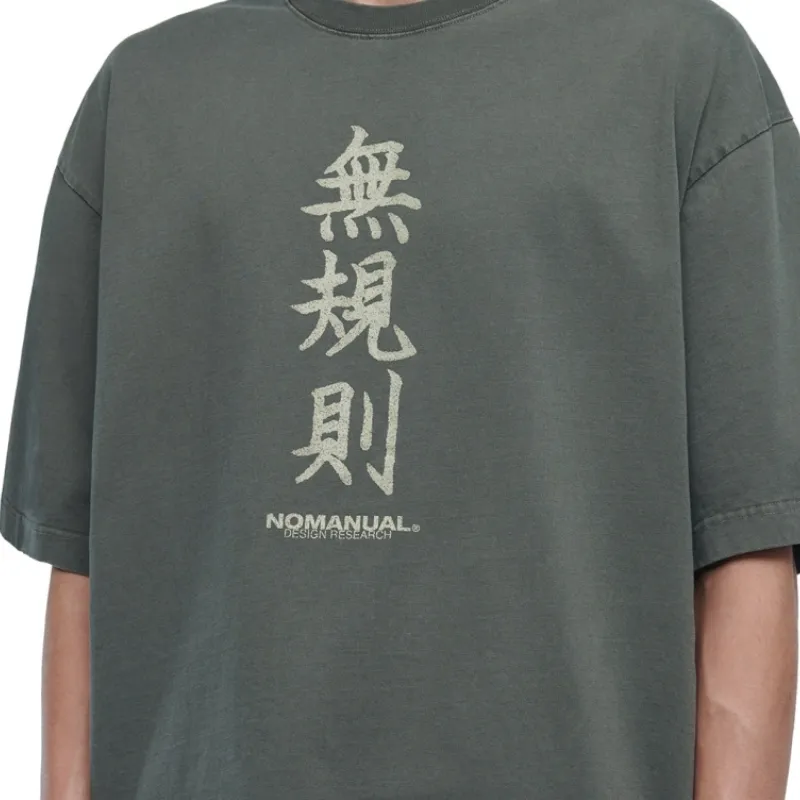 NOMANUAL  |Street Style Plain Cotton Oversized Logo T-Shirts