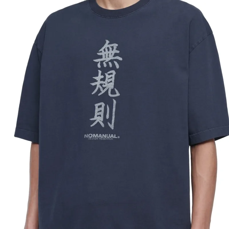 NOMANUAL  |Street Style Plain Cotton Oversized Logo T-Shirts