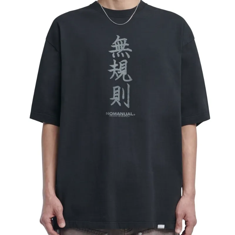 NOMANUAL  |Street Style Plain Cotton Oversized Logo T-Shirts