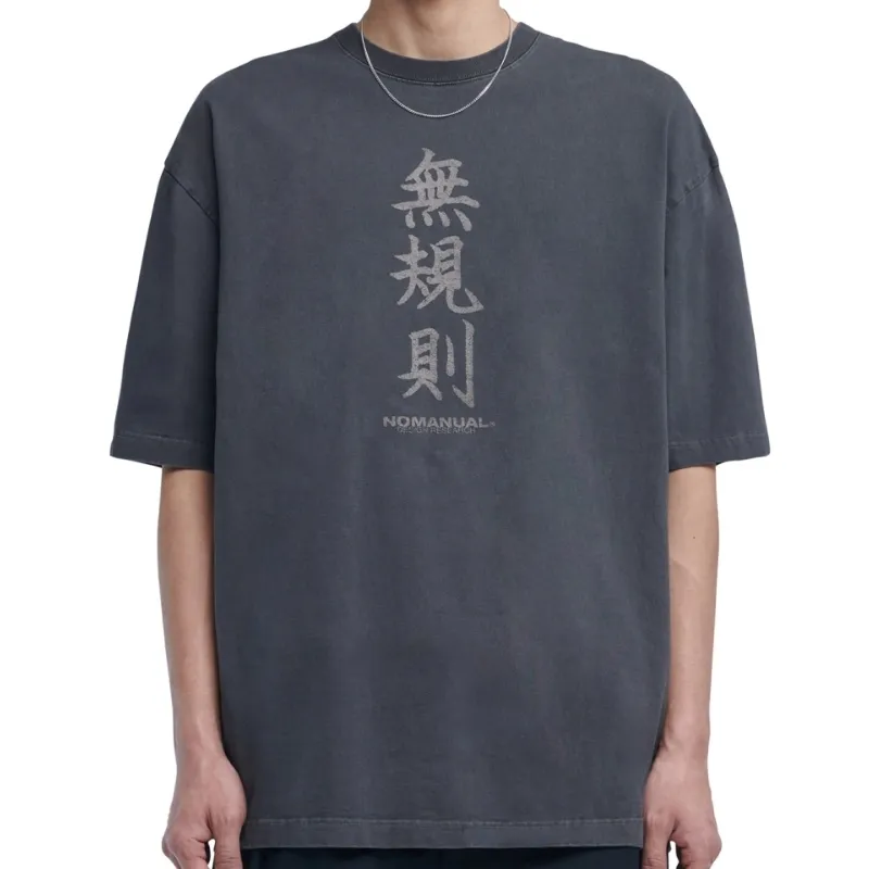 NOMANUAL  |Street Style Plain Cotton Oversized Logo T-Shirts