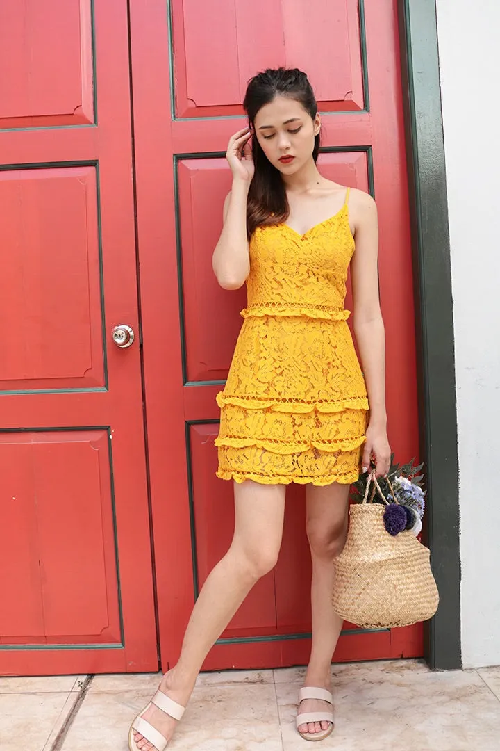 ODYSSEY CROCHET CAMI DRESS (MUSTARD) *Last Few*