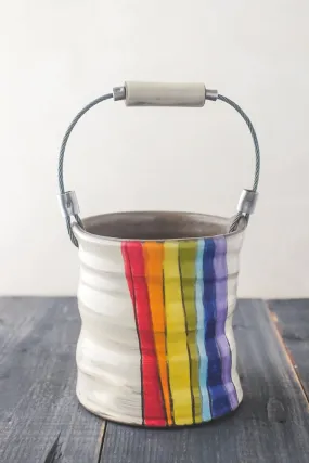 Rainbow Hand Painted Ceramic Small Bucket